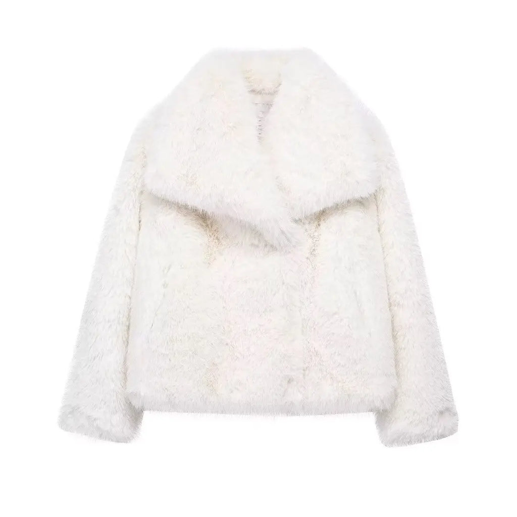 Chic Lapel Faux Fur Jacket