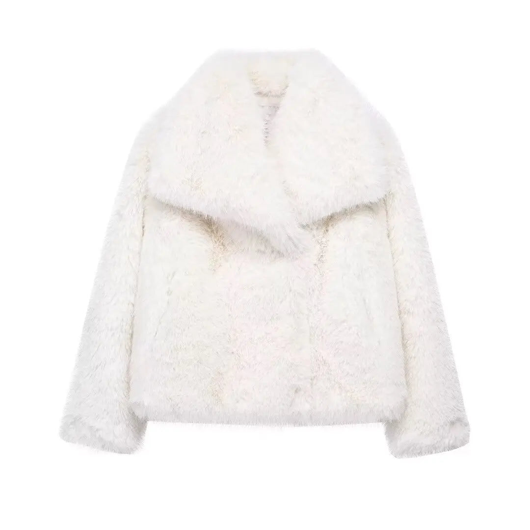 Chic Lapel Faux Fur Jacket