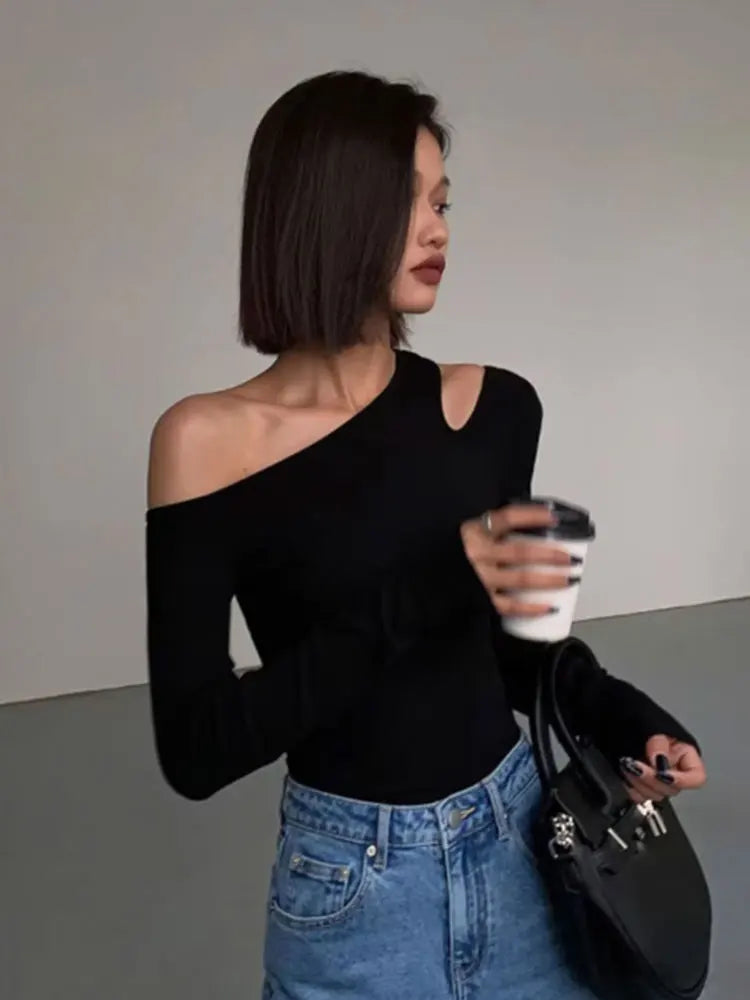 Fashion Skew Collar Off-shoulder
