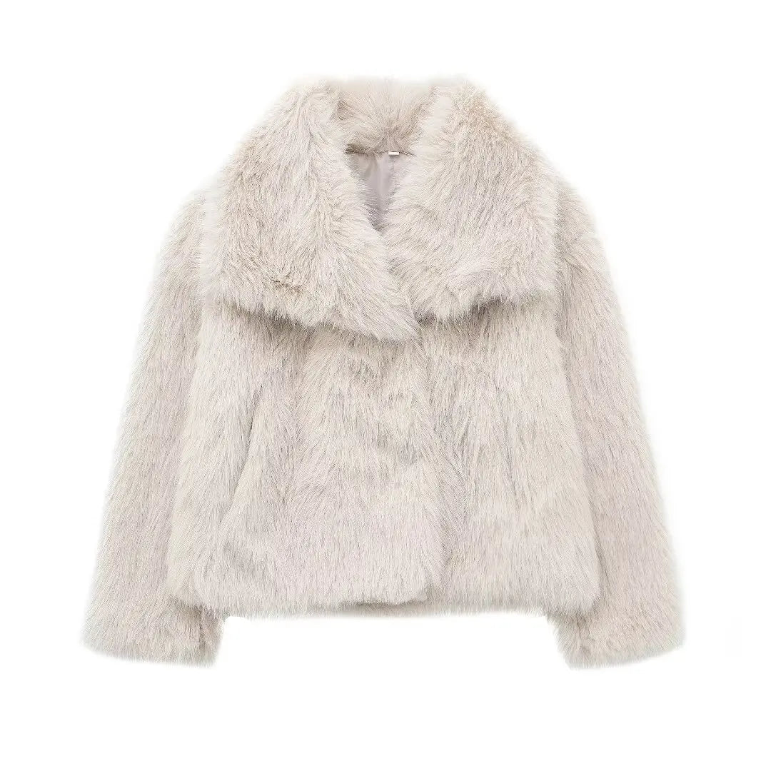 Chic Lapel Faux Fur Jacket