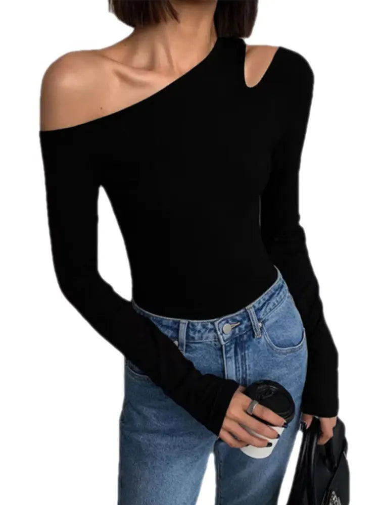 Fashion Skew Collar Off-shoulder
