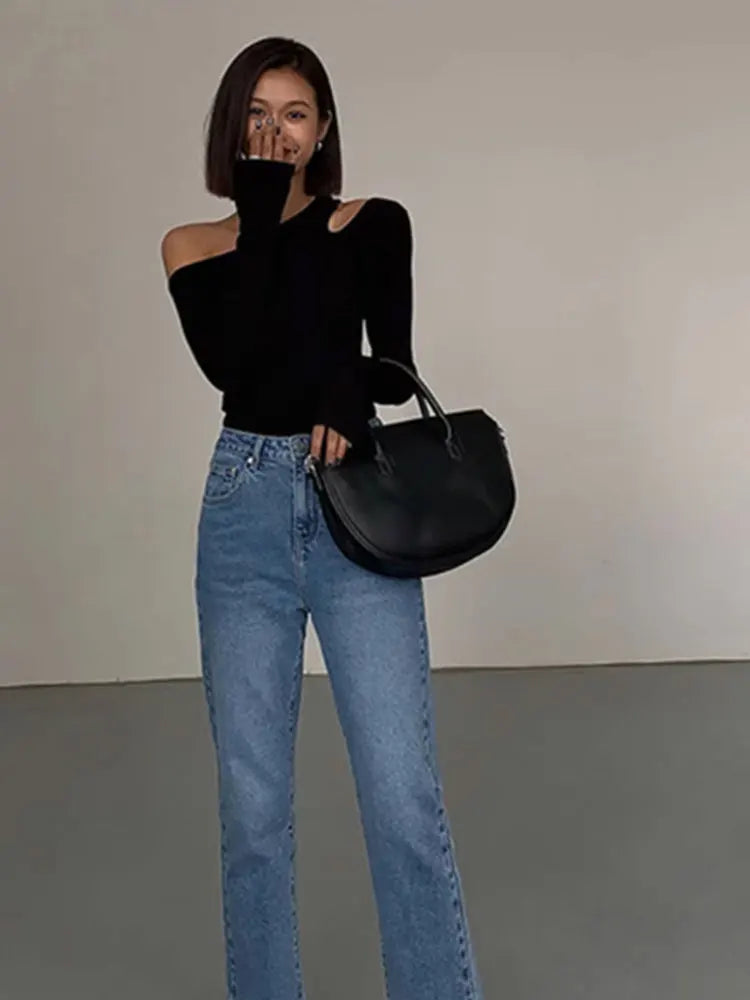 Fashion Skew Collar Off-shoulder