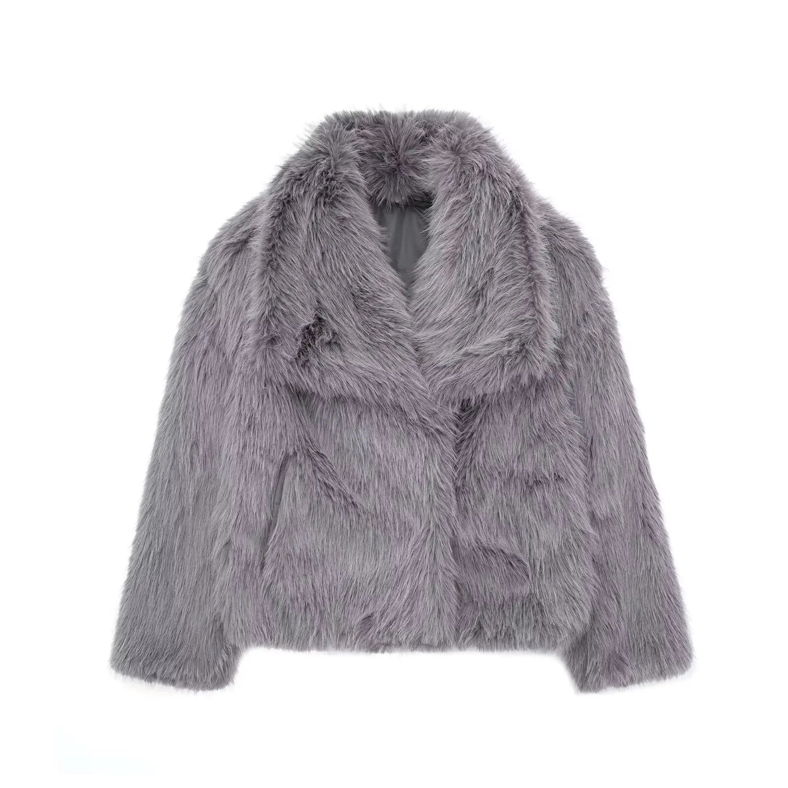 Chic Lapel Faux Fur Jacket