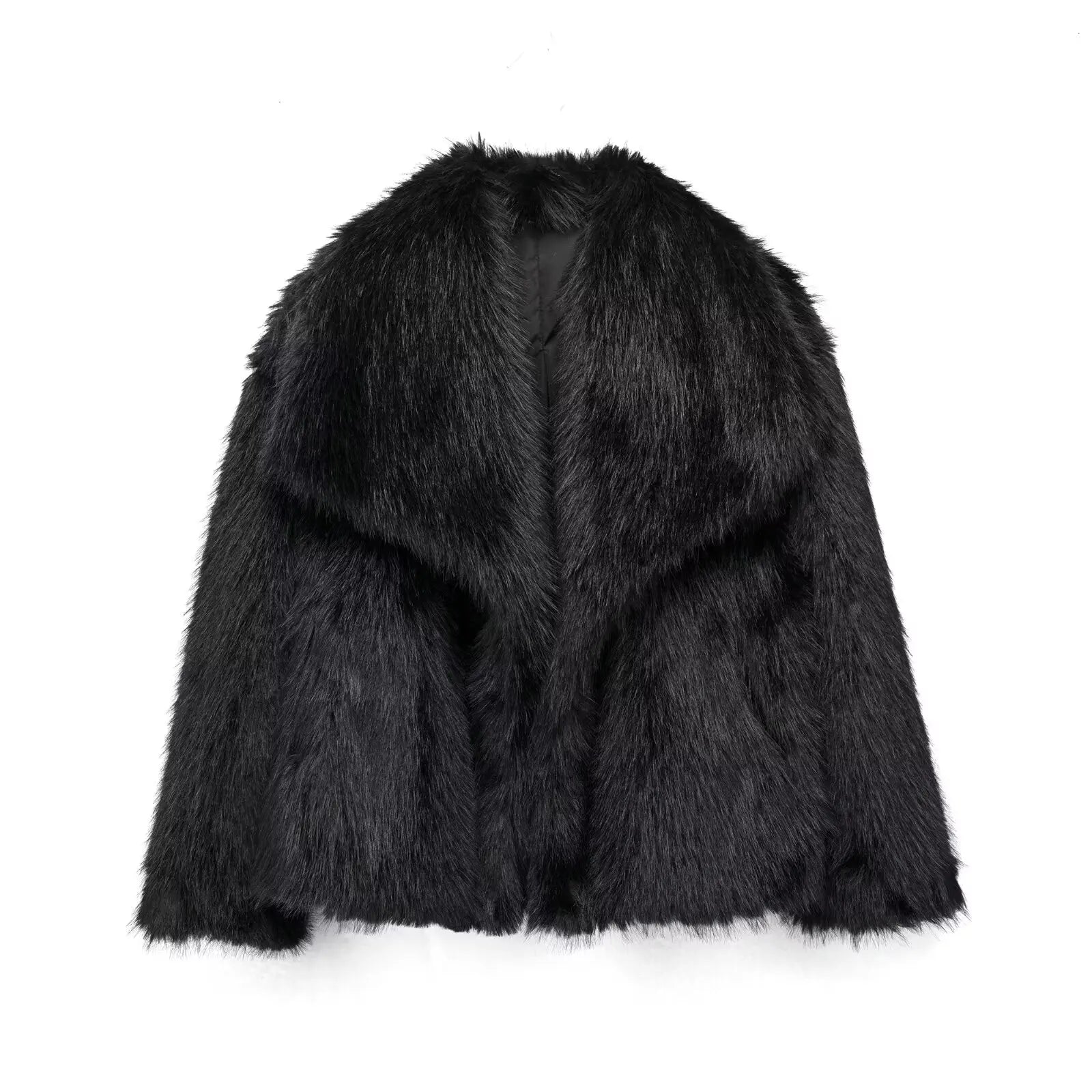 Chic Lapel Faux Fur Jacket
