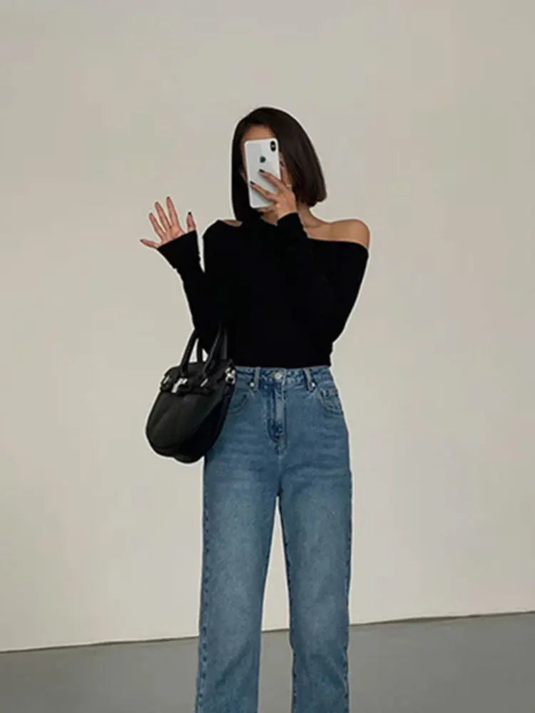 Fashion Skew Collar Off-shoulder