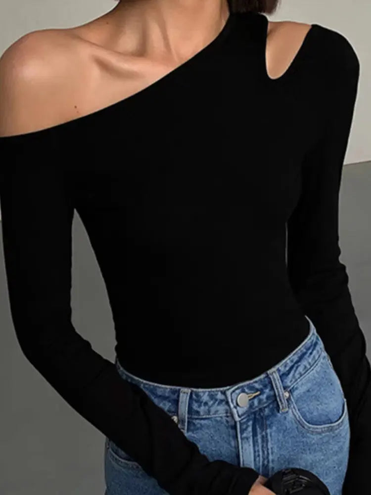 Fashion Skew Collar Off-shoulder
